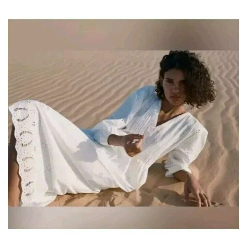 Zara The Mariah Dress Sz XS White Eyelet Embroidered  Fairy Peasant 5598 … - Picture 5 of 10